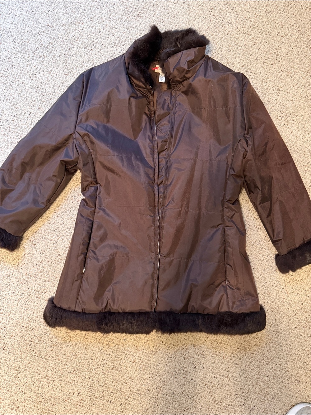 Redline Brown Puffer Jacket with Faux Fur Trim